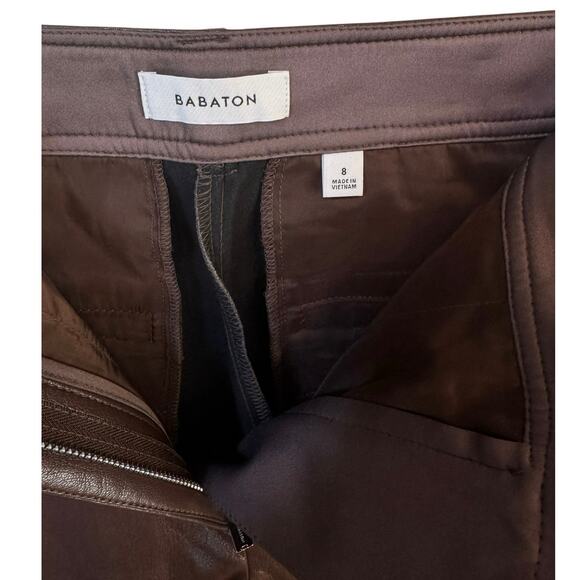 NWT BABATON ARITZIA Program Pants Coffee Bean Brown Sz 8 Faux Leather High Rise - Picture 3 of 10
